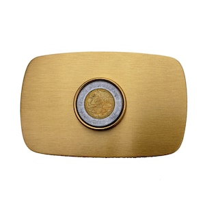 1996~2009 Mexico 1 Peso Bi-Metallic Coin Solid Brass 40mm Belt Buckle NEW - National Arms Eagle & Snake