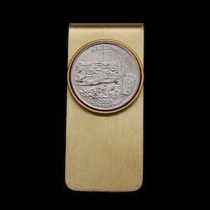 US 2008 State Quarter BU Unc Coin Solid Brass Original Farbe Geldklammer - Alaska, Arizona, Hawaii, New Mexico, Oklahoma