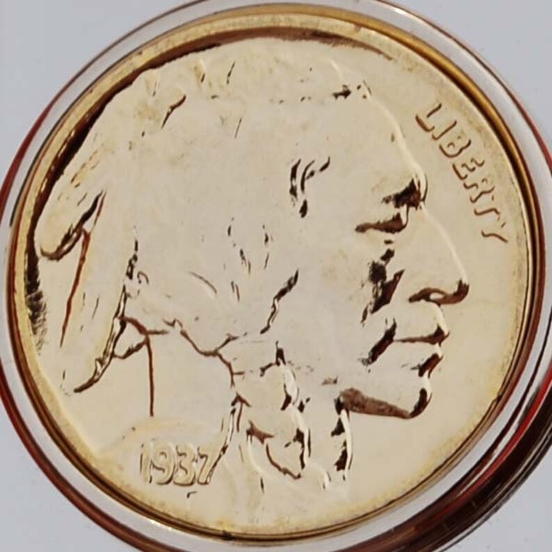 US 1937 Indian Head Buffalo Nickel 5 Cent 24k Gold Plated Coin Etsy