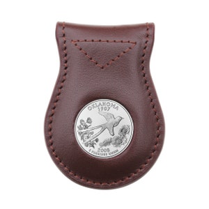 US 2008 State Quarter Coin Naturleder Magnetische Geldklammer – Alaska, Arizona, Hawaii, New Mexico, Oklahoma
