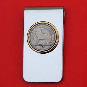 1928 ~ 1968 Irish Ireland 3 Pence Coin Gold Silver Two Toned Stainless Steel Money Clip New - Lucky Rabbit Hare