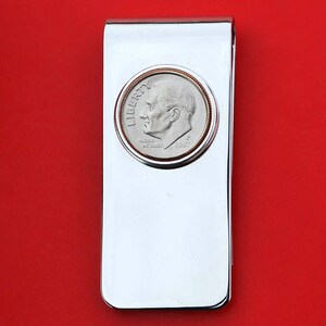 US 1965 ~ Current Year Roosevelt Dime BU Uncirculated 10 Cent Coin Money Clip NEW - High Quality