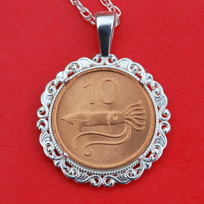 Bull Head 1981 Iceland 10 Aurar BU Uncirculated Coin Solid 925 Sterling Silver Necklace NEW