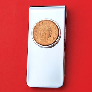 1973 Mexiko 5 Cent Cent Centavos BU Unzirkulierte Münze solid Brass Money Clip Neu - Porträt von Josefa Ortiz de Dodenguez auf der rechten Seite