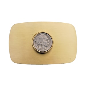 US 1937 Indian Head Buffalo Nickel 5 Cent Coin Solid Brass 40mm Belt Buckle NEW