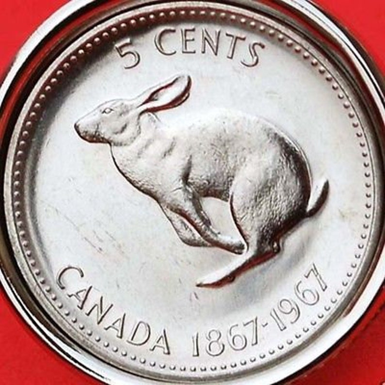 Canada 1967 Canada 5 Cent Rabbit Centennial Gem BU Coin Tie Clip ...