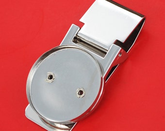 BLANK Hinged Money Clip Findings w. Coin Bezel to Fit US Half Dollars & Other 30.6mm Diameter Coins NEW - Silver Coin Bezel