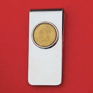 1998 Peru 5 Centavos BU Uncirculated Coin Solid Brass Money Clip New - National Arms