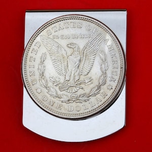 Dollaro Morgan USA del 1921, argento 90%, moneta non circolata, fermasoldi grande in acciaio inossidabile, design largo, NUOVO - Eagle