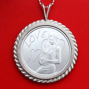 2013 1 oz Silver Round BU Unc Coin Solid 925 Sterling Silver Necklace NEW - Love