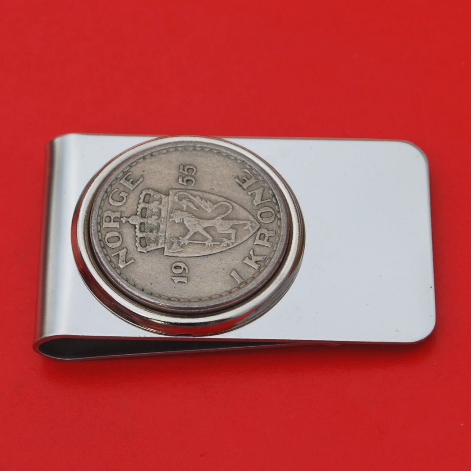 1951 ~ 1957 Norway 1 Krone Coin Stainless Steel Money Clip New