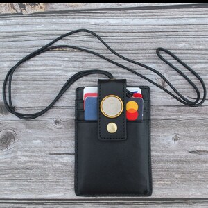 1973 Denmark 10 Ore Uncirculated Coin Genuine Leather RFID Blocking Protection ID Badge Holder - Crowned MIIR Monogram