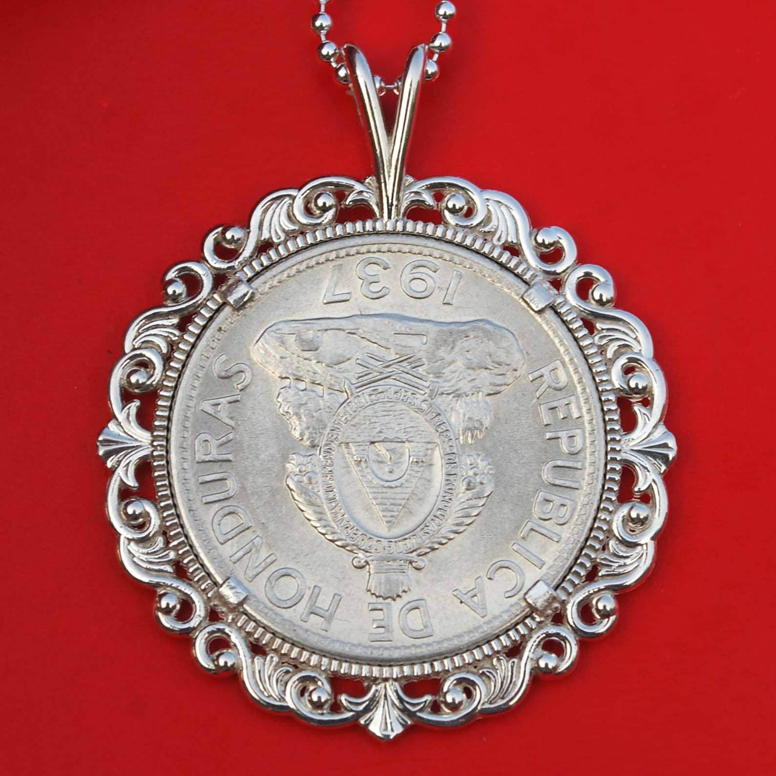 【2頭ペア】パピリオ・インドラ・インドラ（モンタナ州/アメリカ） 1932 ~ 1937 Honduras .900 Silver Un Lempira Coin Solid 925