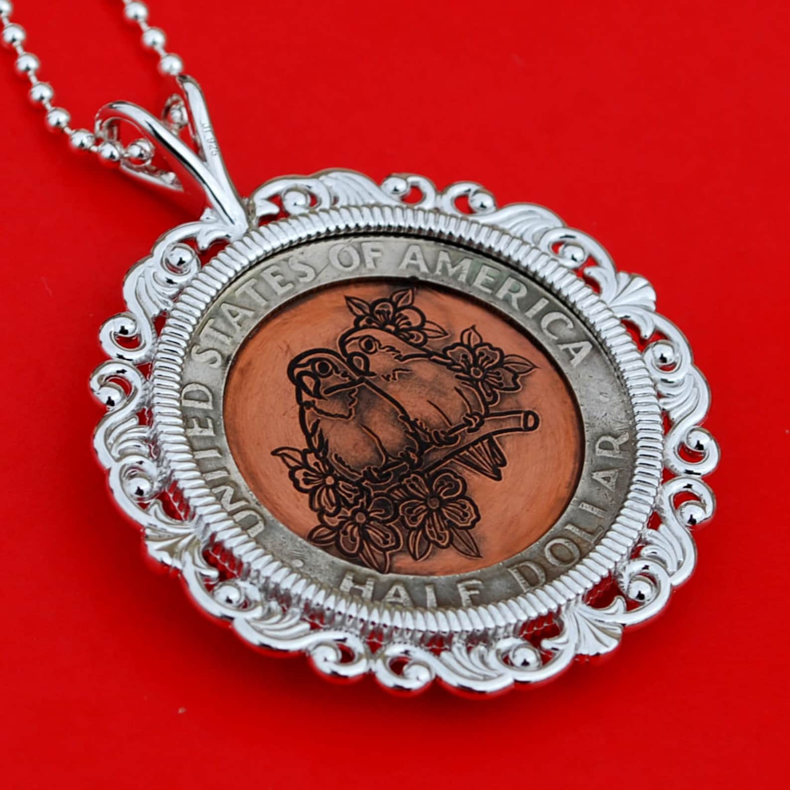 US 1972 Kennedy Half Dollar Coin Hobo Nickle Style Hand Carved Love ...