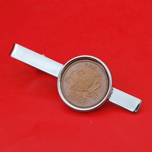 1967 Norway 2 Ore Coin Silver Plated Tie Clip Bar Clasp NEW - Moor Hen