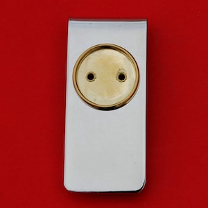 BLANK Silver Plated Solid Brass Money Clip Findings w. Coin Bezel to Fit US Penny & Other 19 mm Diameter Coins or Cabochons NEW - Two Toned