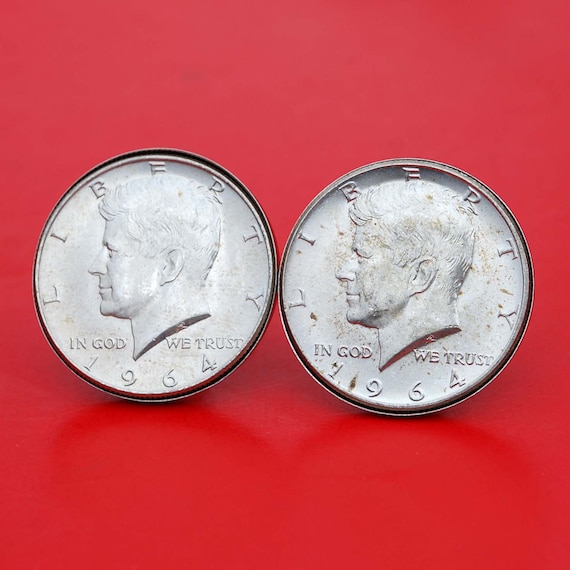米国 1964年 ケネディ ハーフ ドル 90% 銀貨 シルバー カフスボタン