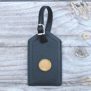 1967 Norway 2 Ore Coin Coin Coin Black PU Leather Travel Luggage Tag - Moor Hen