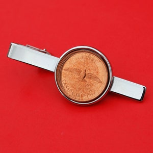 Canada 1967 One Cent BU Uncirculated Coin Silver Plated Tie Clip Bar Pin NEW - Dove with Wings Spread