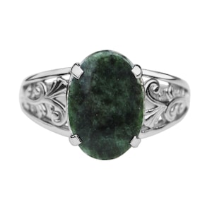 Gorgeous Wyoming Green Jade Cabochon 925 Sterling Silver Ring New - Wyoming&#39;s Official State Gemstone