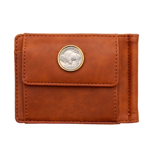 US 1913 ~ 1938 Indian Head Buffalo Nickel 5 Cents Coin PU Leather Wallet
