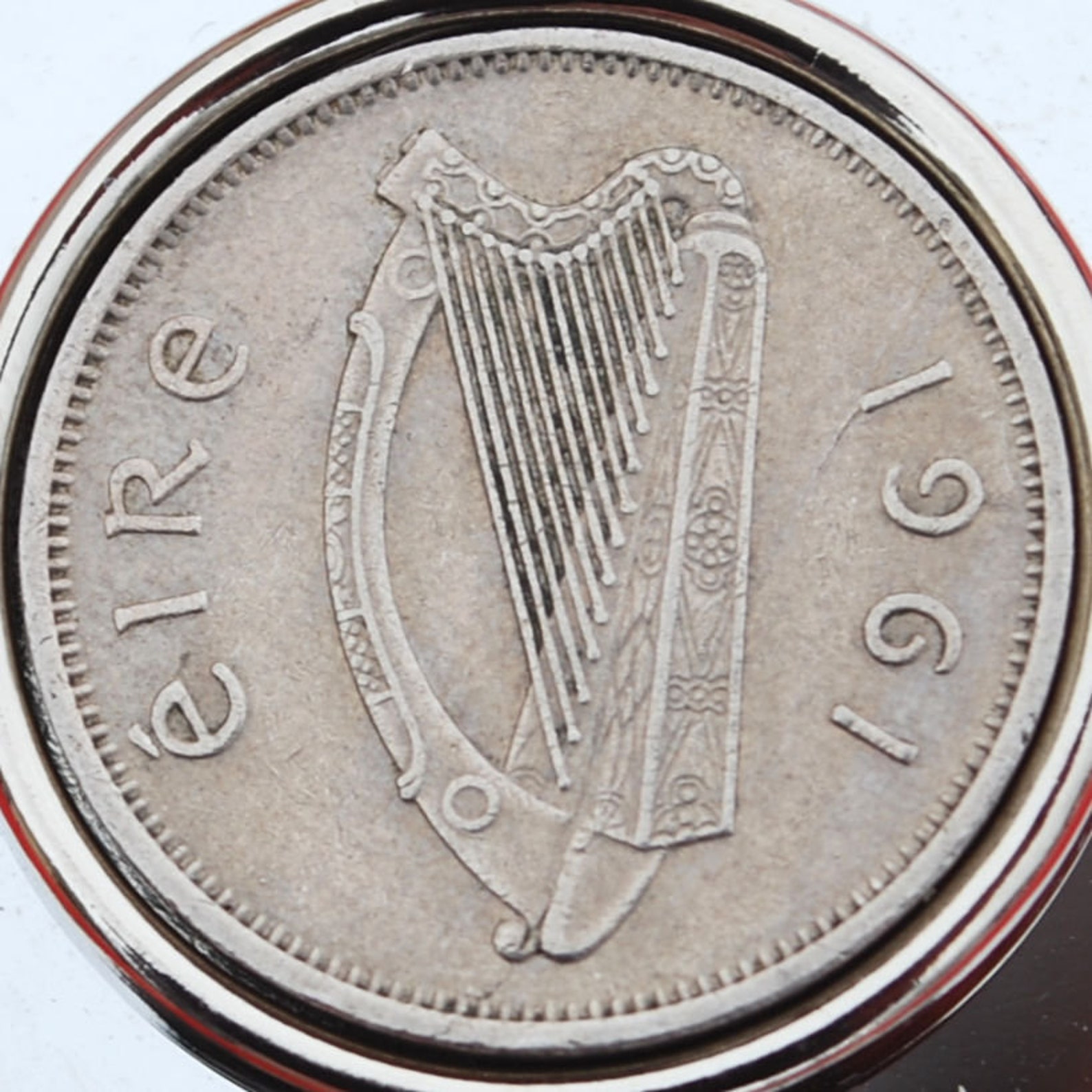 1961 Irish Ireland 6 Pence Coin Silver Toned Stainless Steel Etsy