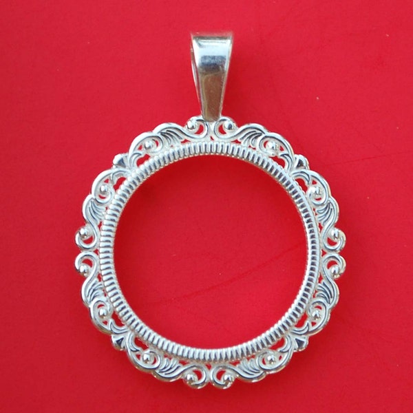 Solid 925 Sterling Silver Coin Bezel Mount Frame Settings Fit 17mm Diameter Coins