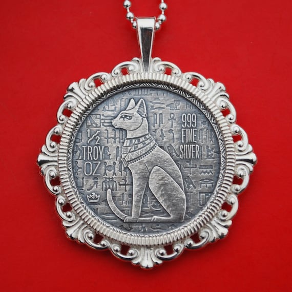1/2オンス シルバー ラウンドコイン - 超高浮き彫り エジプト - 猫の