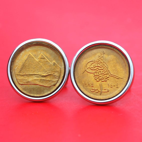 Egypt 1984 1 Piastre Gold Pyramids Gem BU Uncirculated Coin Stainless Steel Silver Money Clip New