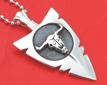 ゴージャスなバッファロースカルの矢じり、925スターリングシルバーの