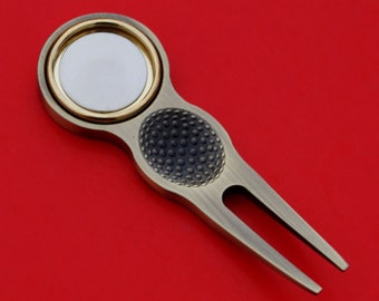 BLANK Magnetic Golf Ball Marker Divot Tool Findings w. Coin Bezel to Fit US Nickels & Other 21mm ~ 21.5mm Diameter Coins or Cabochon NEW