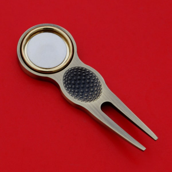 BLANK Magnetic Golf Ball Marker Divot Tool Findings w. Coin Bezel to Fit US Nickels & Other 21mm ~ 21.5mm Diameter Coins or Cabochon NEW