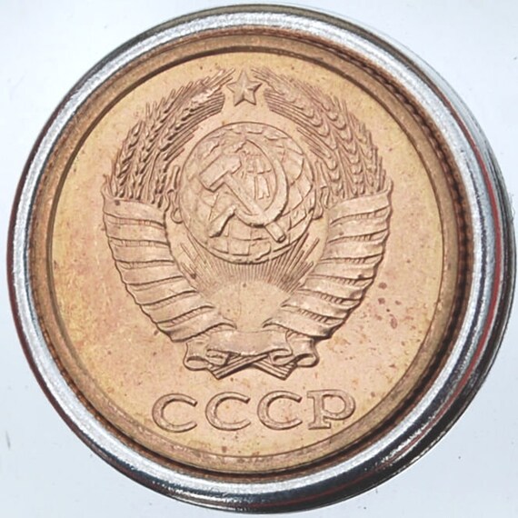 Reverse 1990 USSR Russia 2 Kopeks BU Uncirculated Coins Silver Plated Cufflinks NEW Obverse 