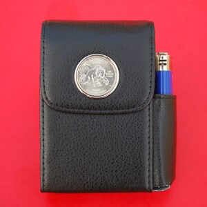 US 2008 State Quarter PU Leather Wrapped Stainless Steel Cigarette Case Pouch Lighter Holder - Alaska, Arizona, Hawaii, New Mexico, Oklahoma