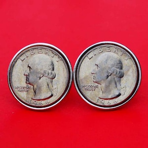 US 1966 Washington Quarter Dollar Gem BU Uncirculated Coin Cufflinks NEW