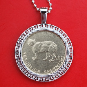 1987 Argentina 5 Centavos BU Uncirculated Coin Solid 925 Sterling Silver Necklace NEW - Pampas