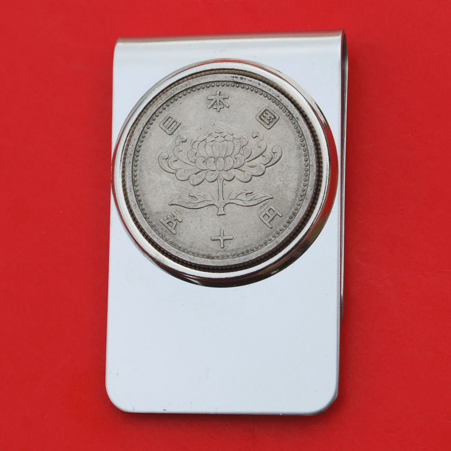 1955 ~ 1958 Japan 50 Yen Coin Stainless Steel Money Clip New
