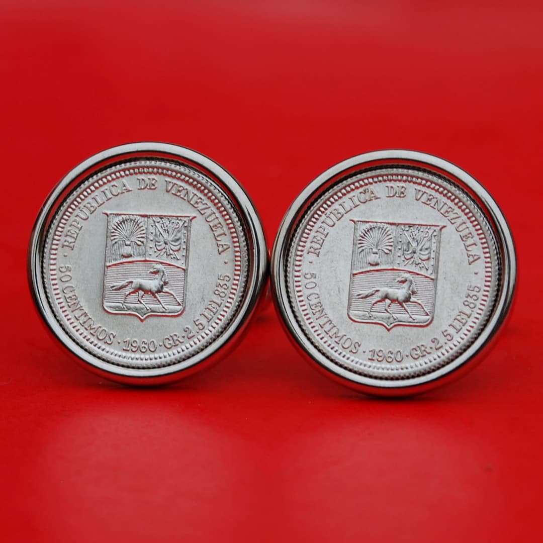 ベネズエラ 1960年 50センティモス 硬貨 1960 ベネズエラ 50 センティモ 0.835 シルバー BU UNC コイン カフス