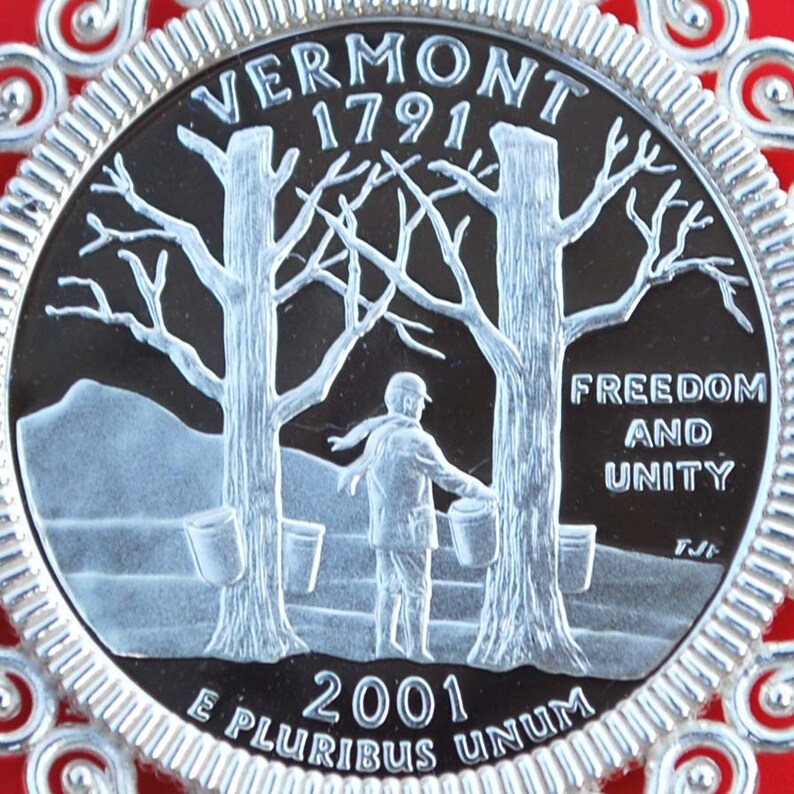 US 2001 Vermont State Quarter 90% Silver Proof Coin Soild 925 | Etsy