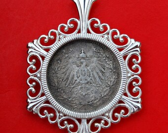 1905 - 1919 Imperio de Alemania 1/2 Marca 90% Plata de plata plata collar NUEVO - coronado águila imperial w. escudo en el pecho dentro de la corona