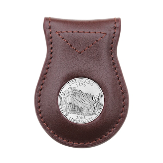 Porte-billets Money Clip Avec Pièce Colorado Quarter Coupée à La Main - Fait Main USA