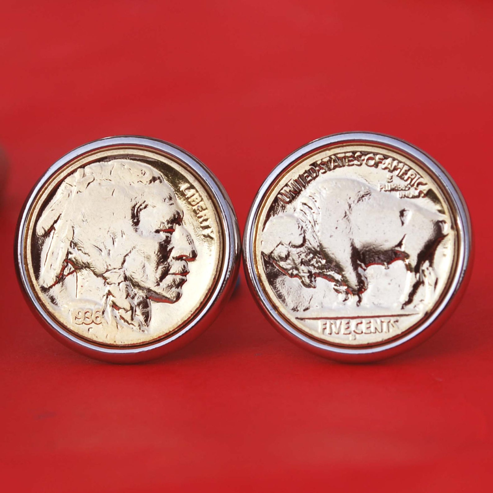 US 1936 Indian Head Buffalo Nickel 18k Gold Plated Coins