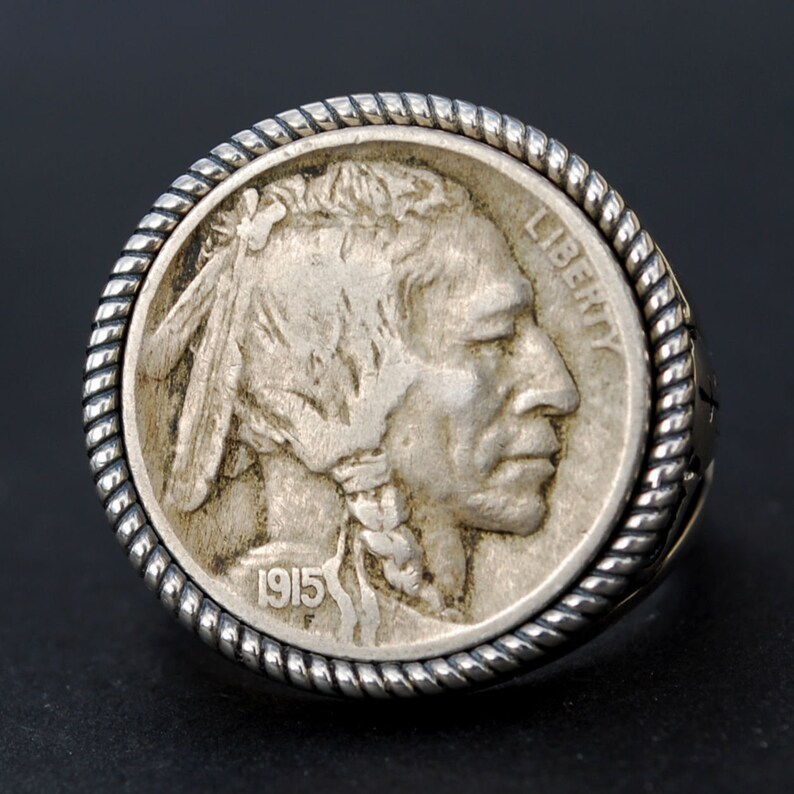 US 1915 Indian Head Buffalo Nickel Coin 925 Sterling Silver Etsy