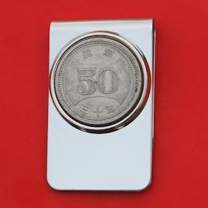 1955 Japan 50 Yen Coin Stainless Steel Money Clip New