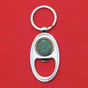 Gorgeous Wyoming Green Jade Cabochon Key Chain Ring Bottle Opener NEW - Wyoming&#39;s Official State Gemstone