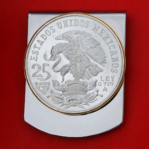 1968 Mexiko Olympia 25 Pesos Silber Münze Ley .720 Silber Münze Edelstahl Große Geldklammer - Wide Design National Arms Adler auf Kaktus