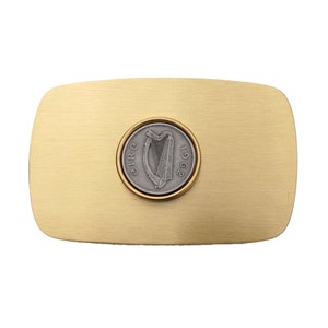 1962 Irish Ireland 6 Pence Coin Solid Brass 40mm Belt Buckle NEW - Harp