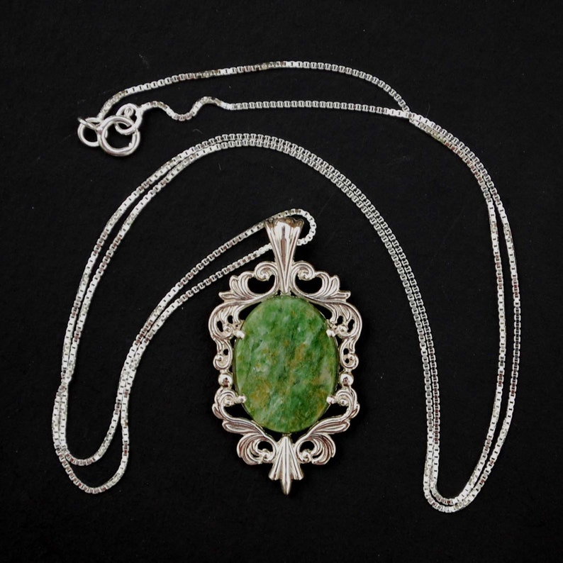 Gorgeous Wyoming Jade 925 Sterling Silver Necklace | Etsy