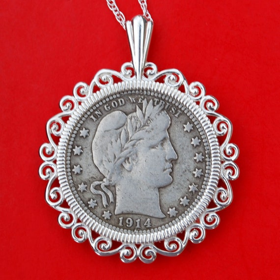 イギリス アンティーク スポーツ シルバー メダル STERLING 米国 1914 年 バーバー クォーター 90% シルバー コイン ソリッド 925