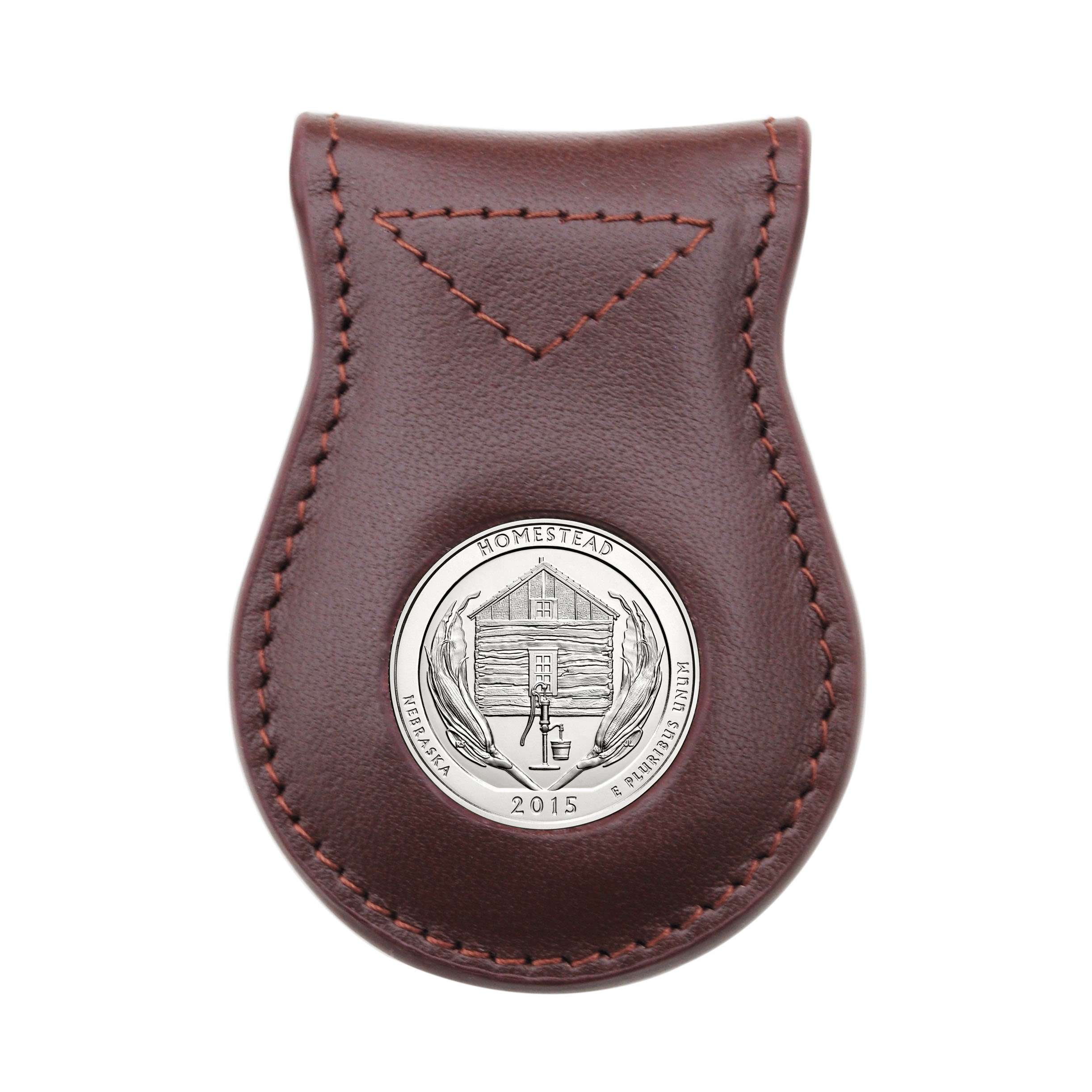 US 2015 Washington Quarter Natural Leather Magnetic Money Clip